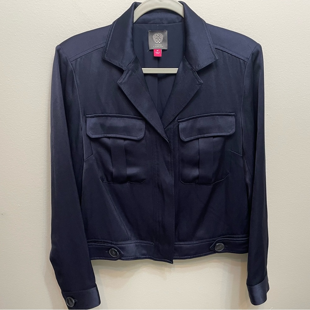 Vince Camuto Navy Trucker Jacket